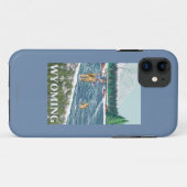 はえのFishermanWyomingVintage旅行ポスター Case-Mate iPhoneケース (裏面(横))