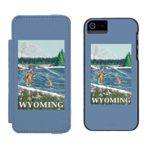 はえのFishermanWyomingVintage旅行ポスター iPhone SE/5/5sウォレットケース