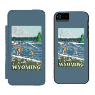 はえのFishermanWyomingVintage旅行ポスター iPhone SE/5/5sウォレットケース