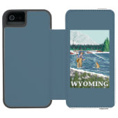 はえのFishermanWyomingVintage旅行ポスター Incipio iPhoneウォレットケース (フォリオオープン)