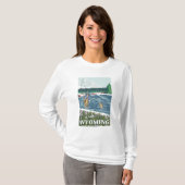 はえのFishermanWyomingVintage旅行ポスター Tシャツ (正面フル)