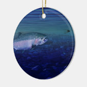 はえを取っているニジマス セラミックオーナメント (左)