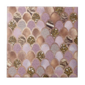 はかりで測られるマゼンタの人魚-トルコ菓子のばら色の金ゴールド タイル (正面)