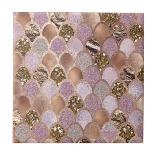 はかりで測られるマゼンタの人魚-トルコ菓子のばら色の金ゴールド タイル (正面)