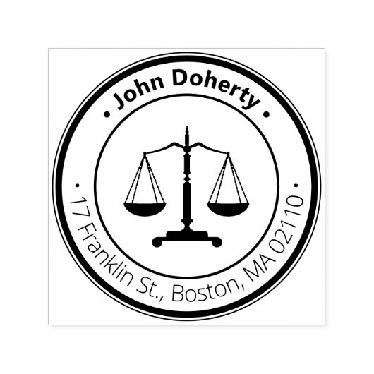 はかりで測正義記号 |ラウンド差出人住所 セルフインキングスタンプ (デザイン)