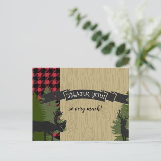 はがきありがとうございますノーツランバージャック格子柄ベビー ポストカード (スタンド正面)