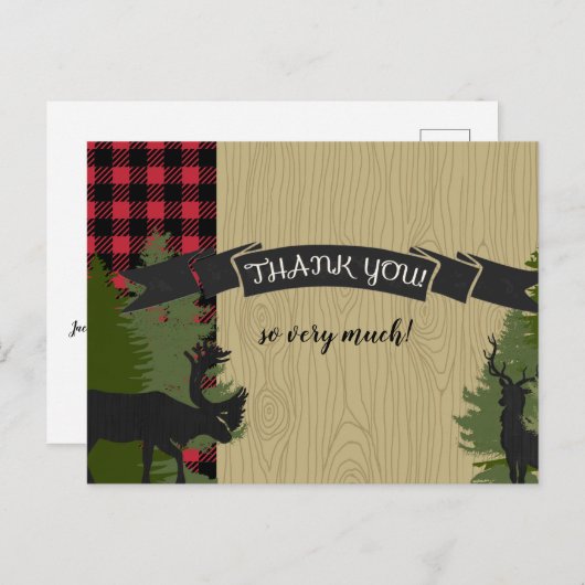 はがきありがとうございますノーツランバージャック格子柄ベビー ポストカード (正面/裏面)