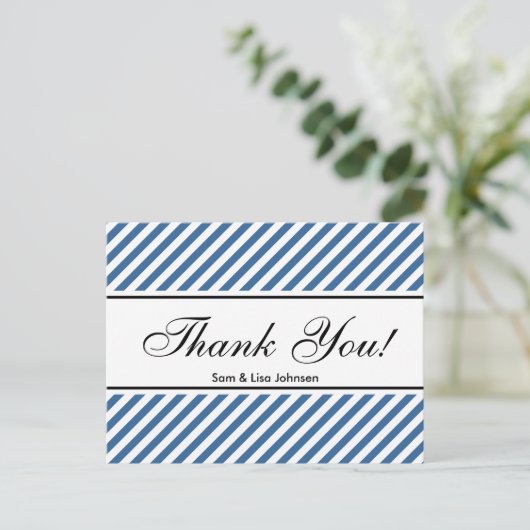 はがきありがとう |青のパタストライプーン ポストカード (スタンド正面)