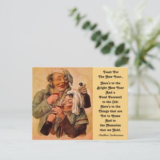 はがきおもしろいを楽しむ新年のトースト夫婦 シーズンポストカード (スタンド正面)