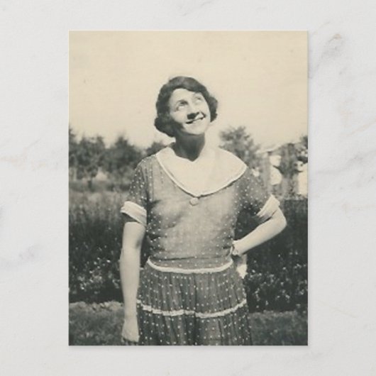 はがきおもしろい付きの女性 ポストカード (正面)