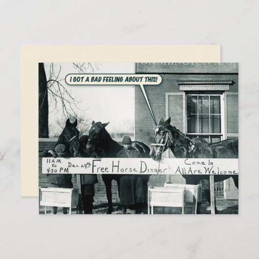 はがきおもしろい – 馬ディナー ポストカード (正面/裏面)