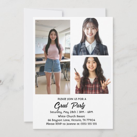 はがきに対する卒業パーティーの招待 招待状 (裏面)