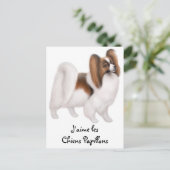 はがきのパピヨン犬が大好フランスのき ポストカード (スタンド正面)