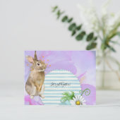 はがきウサギストライプフローラ ポストカード (スタンド正面)