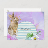 はがきウサギストライプフローラ ポストカード (正面/裏面)
