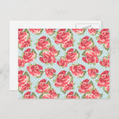 はがきシャビーシックバラフローラヴィンテージ ポストカード (正面/裏面)