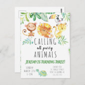 はがきジャングルパーティーキッズ招待状 ポストカード (正面/裏面)