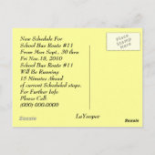 はがきスクールバスルートスケジュール親リマインダー ポストカード (裏面)