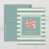 はがきストライプのティール（緑がかった色）ベージュカスタムホテルの町名 ポストカード (正面/裏面)