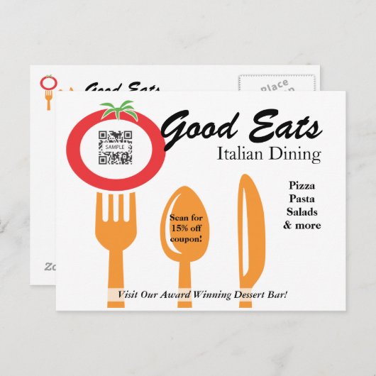 はがきテンプレートカジュアルダイニイタリアンング ポストカード (正面/裏面)