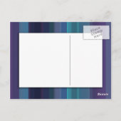 はがきテンプレート – カスタマイズ可能な青色のストライプ ポストカード (裏面)