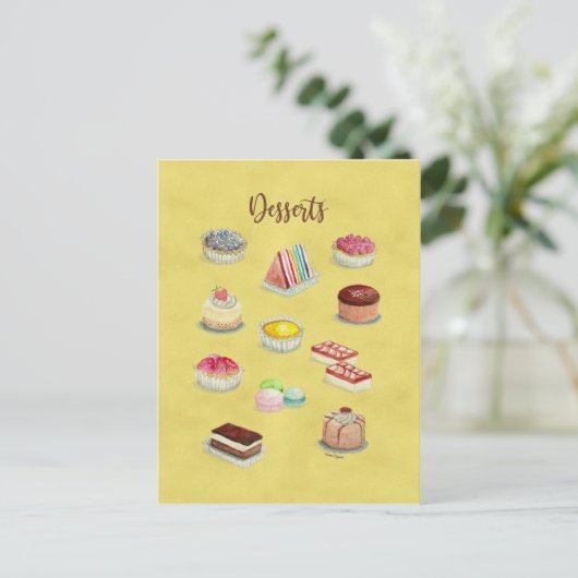 はがきデザート水彩食品イラスト。 シーズンポストカード (スタンド正面)