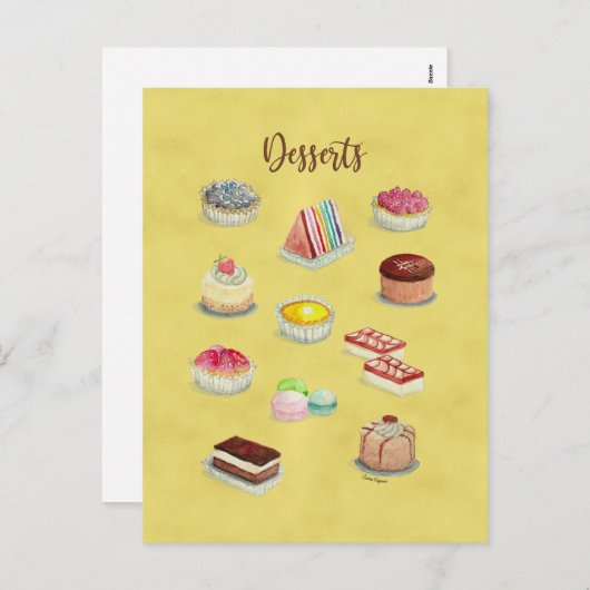 はがきデザート水彩食品イラスト。 シーズンポストカード (正面/裏面)