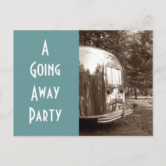 はがきビンテージトレーラーキャンパーが遠くに行く ポストカード (正面)