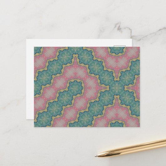 はがきピンクグリーンデザイン抽象芸術 ポストカード (正面/裏面インサイチュ)
