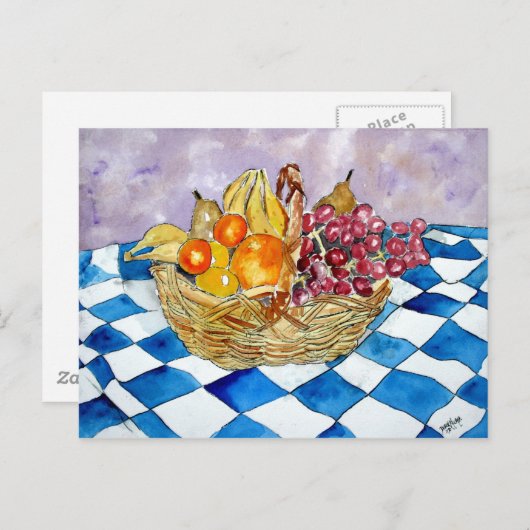はがきフルーツバスケットスチルライフアートポストカード ポストカード (正面/裏面)