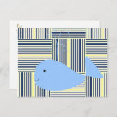 はがきブルーホエールイエローブルーストライプ ポストカード (正面/裏面)