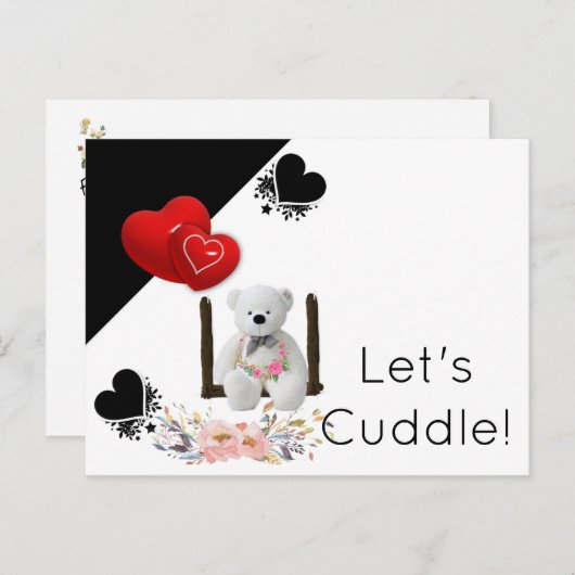 はがきホワイトテディベアフローラ ポストカード (正面/裏面)