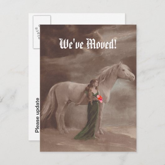 はがきメモリ引っ越しました新しいアドレスホース 案内ポストカード (正面/裏面)