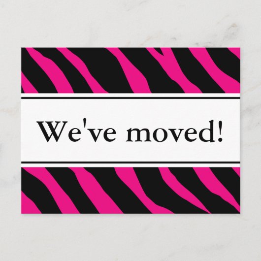 はがきモダンの移動 | ホットピンクゼブラストライプ 案内ポストカード (正面)