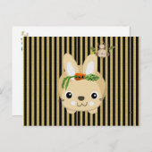 はがきラビットモンキーブラウンストライプニンジン豆 ポストカード (正面/裏面)