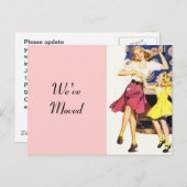 はがきレトロおもしろいママ娘が新しいアドレスを移動 案内ポストカード (正面/裏面)
