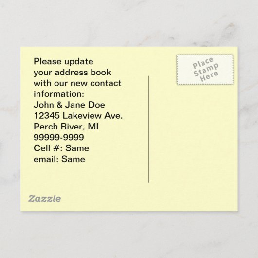 はがきレトロカップル引っ越しました彼の彼女&ホーム 案内ポストカード (裏面)