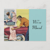 はがきレトロカップル移動した新しいアドレス 案内ポストカード (正面)