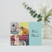 はがきレトロカップル移動した新しいアドレス 案内ポストカード (スタンド正面)