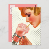 はがきレトロスタイリッシュギャルw/ソーダ噴水ドリンク ポストカード (正面/裏面)