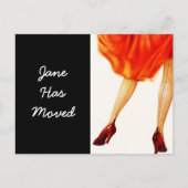 はがきレトロマリリンレッドドレス新しいアドレスを移動 案内ポストカード (正面)