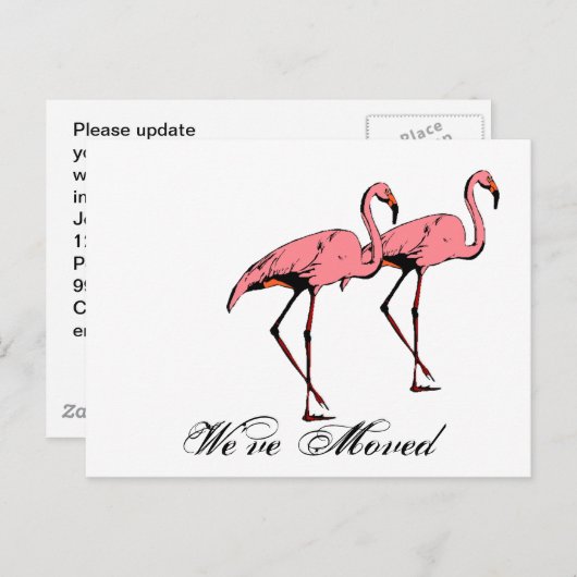 はがきレトロ引っ越しました新しいアドレスFlamingo PC 案内ポストカード (正面/裏面)