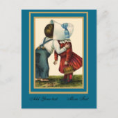 はがきヴィンテージかわいい子どもキスをするティール（緑がかった色） ポストカード (正面)