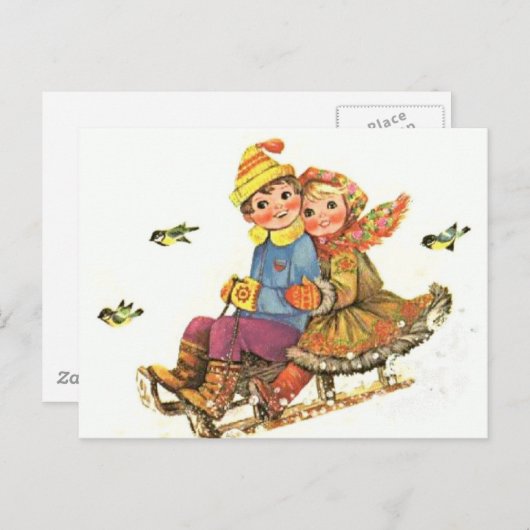 はがきヴィンテージウインタースイードライド ポストカード (正面/裏面)