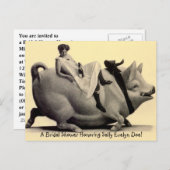 はがきヴィンテージカジュアル&おもしろいファームブライダルシャワー インビテーションポストカード (正面/裏面)