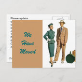 はがきヴィンテージカップル移動された新しいアドレスPC 案内ポストカード (正面/裏面)