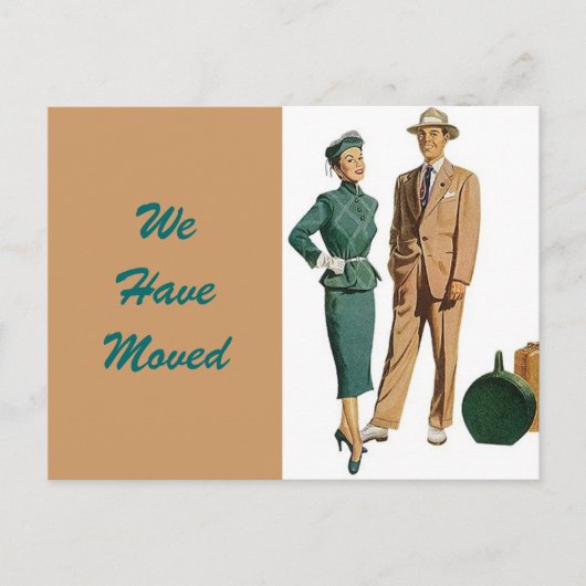 はがきヴィンテージカップル移動された新しいアドレスPC 案内ポストカード (正面)