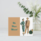 はがきヴィンテージカップル移動された新しいアドレスPC 案内ポストカード (スタンド正面)