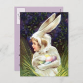 はがきヴィンテージハッピーイースター!バニースーツ隠し卵 シーズンポストカード (正面/裏面)
