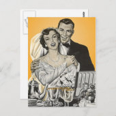 はがきヴィンテージハッピー新婦カップル結婚ズ ポストカード (正面/裏面)